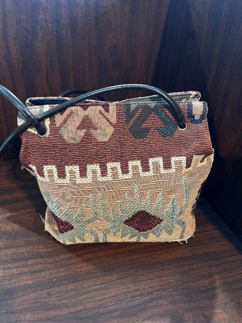 Nine West southwestern Kilim style fabric bucket bag